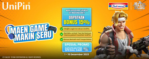 MAEN GAME MAKIN SERU, BONUS HINGGA 15% Setiap Top Up Game Pake Voucher UniPin!!